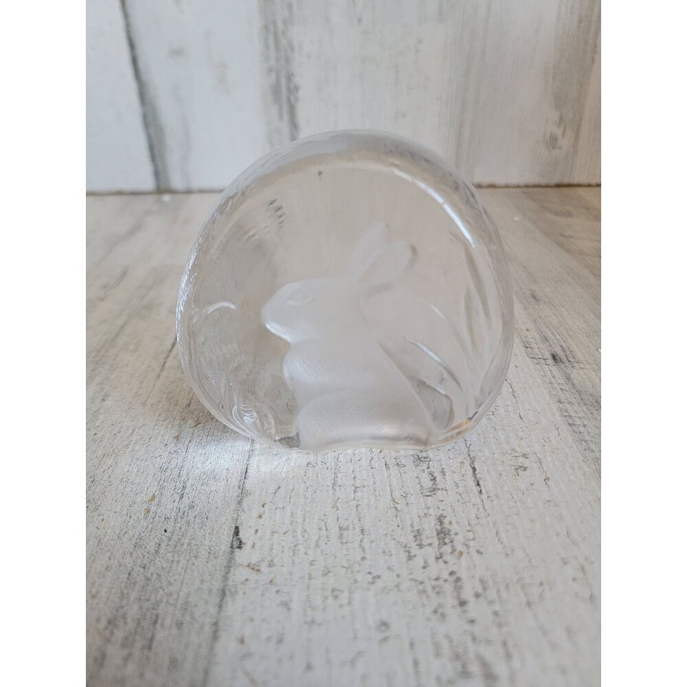 Paper weight glass bunny frosted home decor xmas rabbit